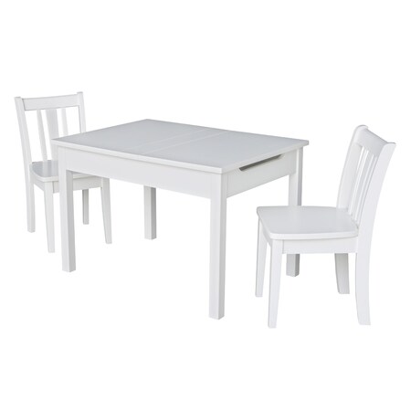 International Concepts Rectangle Table with 2 San Remo Juvenile Chairs, 24 W, 33.1 L, 22.2 H, Wood, White K08-JT2532L-CC105-2